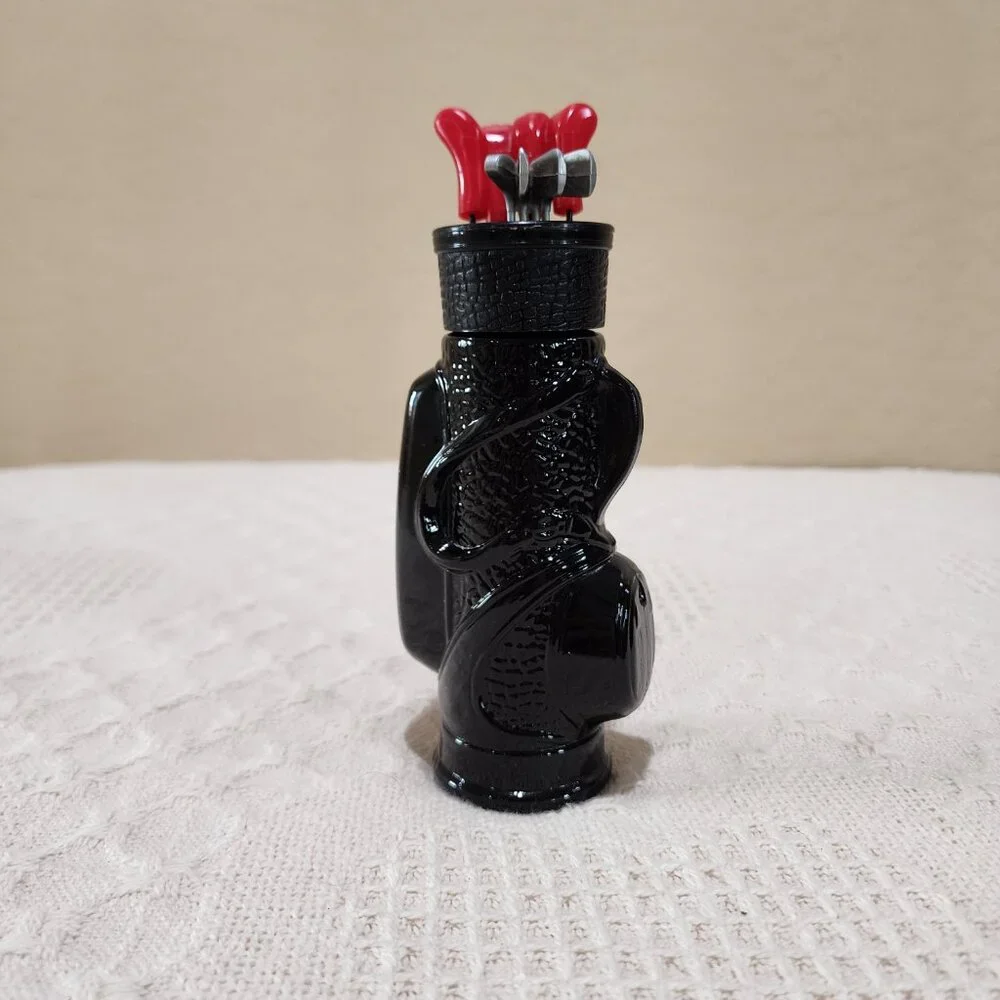 Vintage Avon GOLF BAG AND CLUBS Black Glass Golfer Decor Decoration